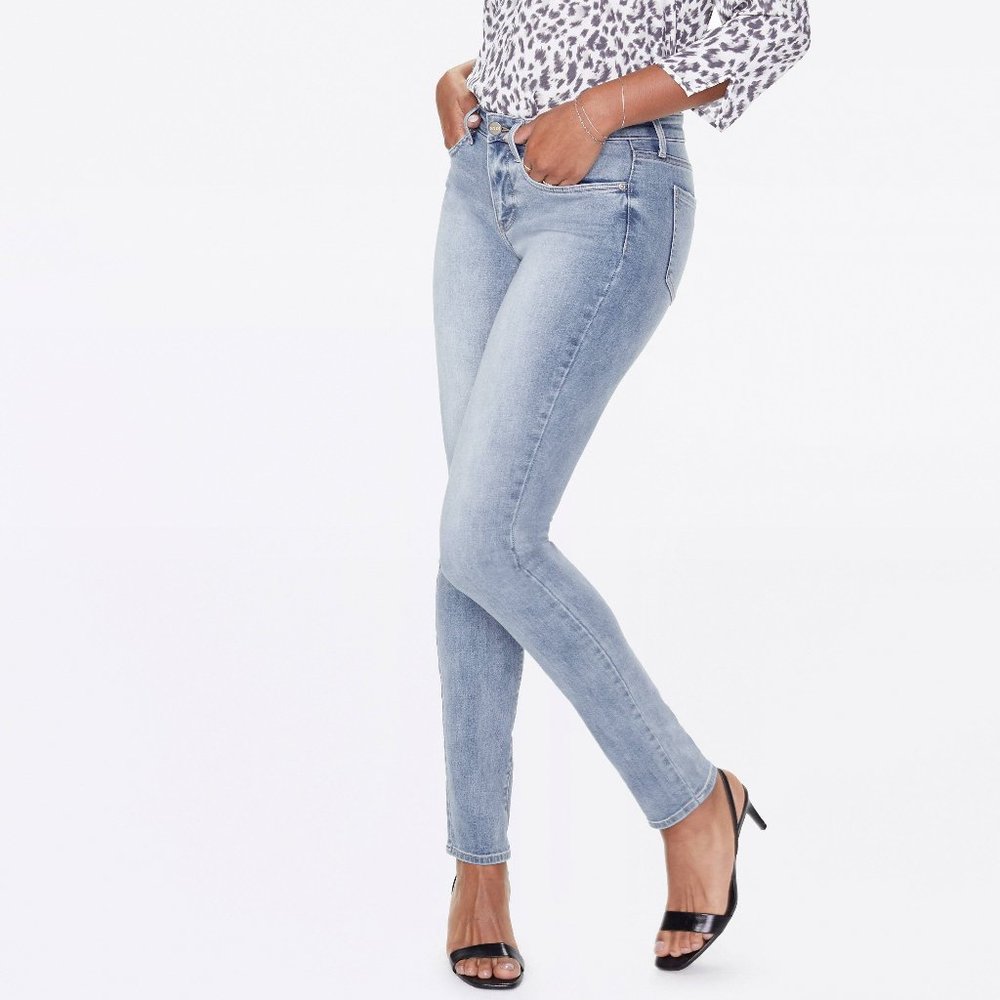 NYDJ Legging Light Wash Tummy Tuck Technology Cotton Blend Mid Rise Jeans sz8EUC - Picture 1 of 11